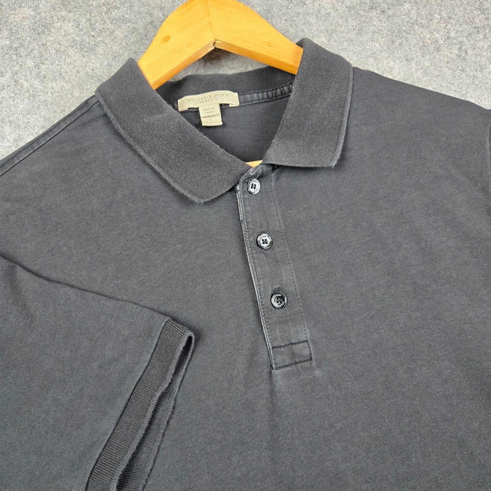 Burberry Brit Polo Shirt Mens Large Black Short Sleeve Designer Classic Luxury